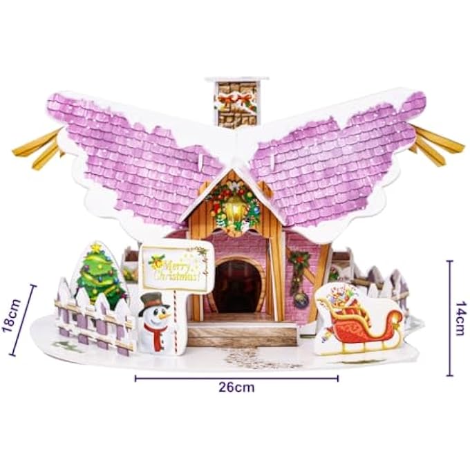 3D PUZZLE CHRISTMAS COLLECTION COZY CHRISTMAS COTTAGE UNIQUE & COLLECTIBLE MODEL ASSEMBLY BUILDING KIT FOR KIDS & ADULTS 22PCS - Image 4
